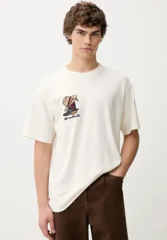 Levi's tricou din bumbac culoarea bej, cu imprimeu, 87373 imagine