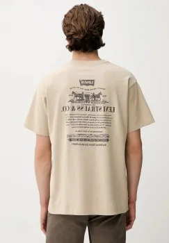 Levi's tricou din bumbac culoarea bej, uni, 87373 imagine