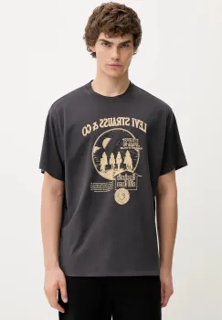 Levi's tricou din bumbac culoarea gri, cu imprimeu, 87373 imagine