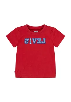 Levi's tricou din bumbac pentru bebelusi LOGO CHAMBRAY APPLIQUE TEE culoarea rosu, cu imprimeu, 6EM317 imagine