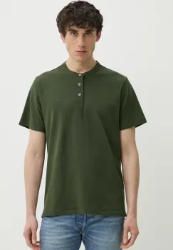 Levi's tricou din bumbac SS HM HENLEY barbati, culoarea verde, uni, A8602 imagine