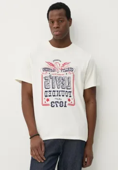 Levi's tricou din bumbac SS RELAXED FIT TEE barbati, culoarea bej, cu imprimeu, 16143 imagine