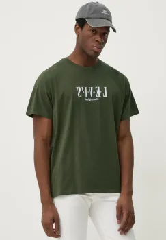 Levi's tricou din bumbac SS RELAXED FIT TEE barbati, culoarea verde, cu imprimeu, 16143 imagine
