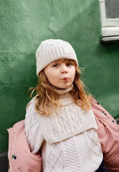 Liewood caciula de bumbac pentru copii Ezra Beanie w. Cables culoarea bej, LW20202 imagine
