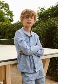 Liewood camasa de bumbac pentru copii Kory Seersucker Check Shirt imagine