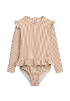 Liewood costum de baie dintr-o bucata pentru bebelusi Sille Baby Seersucker Swimsuit culoarea portocaliu, LW20191 imagine