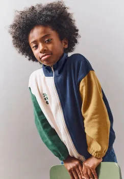 Liewood hanorac de bumbac pentru copii Cassius Zip-up Sweatshirt culoarea bleumarin, cu imprimeu, LW20080 imagine