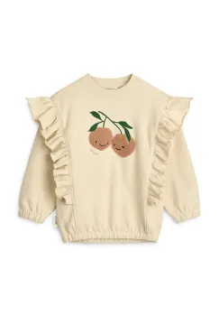 Liewood hanorac de bumbac pentru copii Marcella Placement Sweatshirt culoarea bej, cu imprimeu, LW20081 imagine