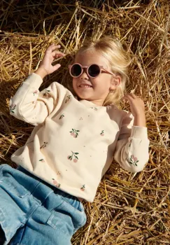 Liewood hanorac de bumbac pentru copii Thora Printed Sweatshirt culoarea bej, cu imprimeu, LW19862 imagine