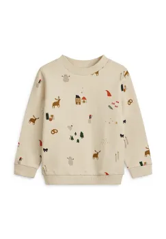 Liewood hanorac de bumbac pentru copii Thora Printed Sweatshirt culoarea bej, cu imprimeu, LW20357 imagine