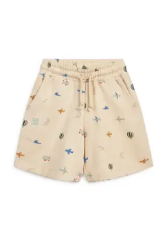 Liewood pantaloni scurti din bumbac pentru copii Gram Printed Sweatshorts culoarea bej, cu imprimeu, LW19864 imagine