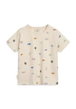 Liewood tricou de bumbac pentru copii Apia Printed Shortsleeve T-shirt culoarea bej, cu imprimeu, LW19845 imagine