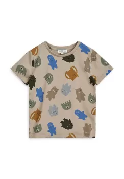 Liewood tricou de bumbac pentru copii culoarea gri, neted imagine