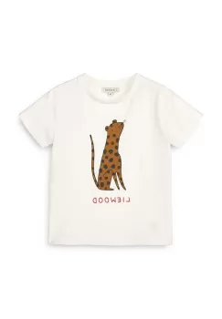 Liewood tricou din bumbac pentru bebelusi Apia Baby Placement Shortsleeve T-shirt culoarea bej, cu imprimeu imagine