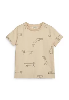 Liewood tricou din bumbac pentru bebelusi Apia Baby Printed Shortsleeve T-shirt culoarea bej, modelator imagine