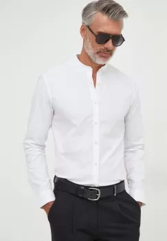 Lindbergh camasa barbati, culoarea alb, cu guler stand-up, slim imagine