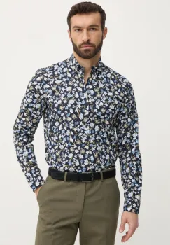 Lindbergh camasa barbati, culoarea albastru marin, cu guler button-down, slim, 30-203538 imagine