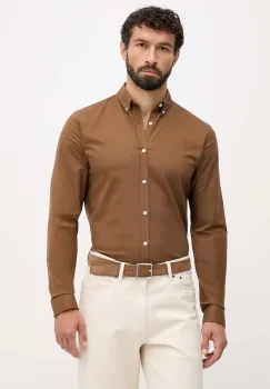 Lindbergh camasa culoarea maro, cu guler button-down, slim, 30-203174 imagine