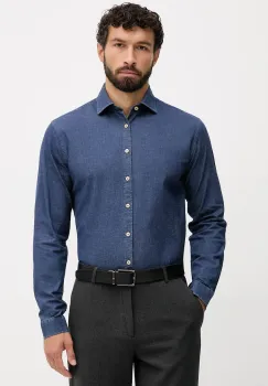Lindbergh camasa jeans culoarea bleumarin, cu guler clasic, relaxed, 30-203652 imagine