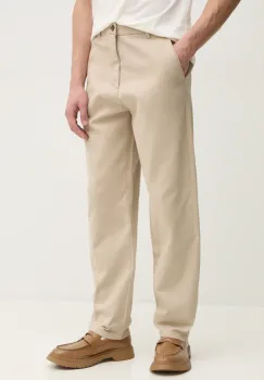 Lindbergh pantaloni de bumbac barbati, culoarea bej, drept, 30-003111 imagine