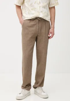 Lindbergh pantaloni din amestec de in culoarea verde, drept, 30-003020 imagine
