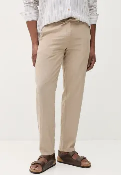 Lindbergh pantaloni din in barbati, culoarea bej, drept, 30-008023 imagine