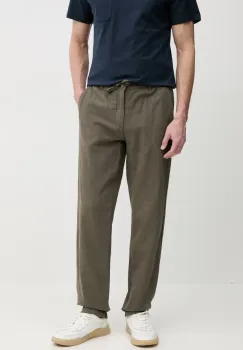 Lindbergh pantaloni din in barbati, culoarea verde, drept, 30-008023 imagine