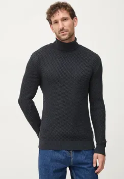 Lindbergh pulover de bumbac culoarea albastru marin, cu guler, 30-804052A imagine