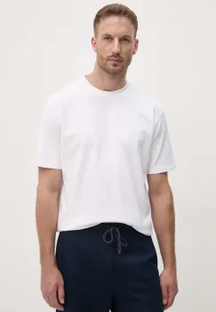 Lindbergh tricou din bumbac barbati, culoarea alb, neted, 30-400120 imagine