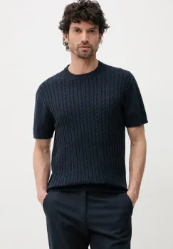 Lindbergh tricou din bumbac barbati, culoarea albastru marin, neted, 30-804115 imagine
