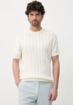 Lindbergh tricou din bumbac barbati, culoarea bej, uni, 30-804115 imagine