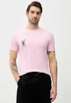 Lindbergh tricou din bumbac barbati, culoarea roz, cu imprimeu, 30-400235 imagine