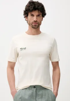 Lindbergh tricou din bumbac culoarea bej, cu imprimeu, 30-400235 imagine