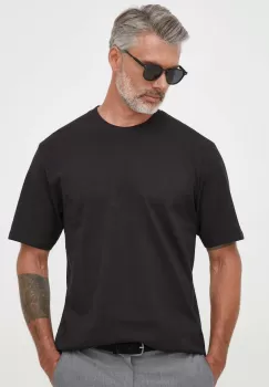 Lindbergh tricou din bumbac culoarea negru, neted imagine