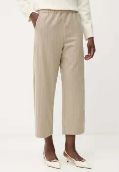 Liviana Conti pantaloni cu casmir culoarea bej, lat, high waist, F5WL33 imagine