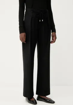 Liviana Conti pantaloni cu casmir culoarea negru, lat, high waist, F5WN34 imagine