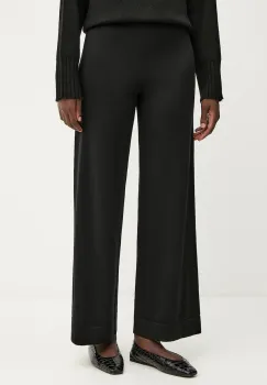 Liviana Conti pantaloni de lana culoarea negru, lat, high waist, CNTA16 imagine