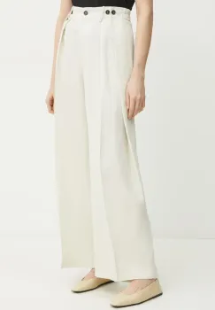 Liviana Conti pantaloni de trening cu amestec de in femei, culoarea bej, drept, high waist, F5SL78 imagine