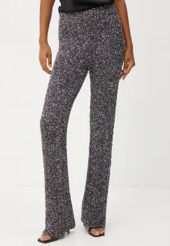 Liviana Conti pantaloni femei, culoarea gri, evazati, high waist, L4WG29 imagine