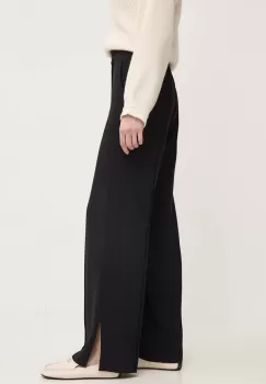 Liviana Conti pantaloni femei, culoarea negru, lat, high waist, F4WS46 imagine