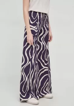 Liviana Conti pantaloni femei, culoarea violet, lat, high waist imagine