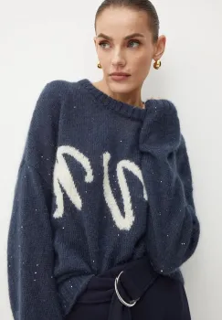 Liviana Conti pulover de lana femei, culoarea albastru marin, light, L4WG52 imagine