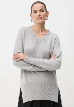 Liviana Conti pulover din amestec de casmir culoarea gri, light, F4WG43 imagine