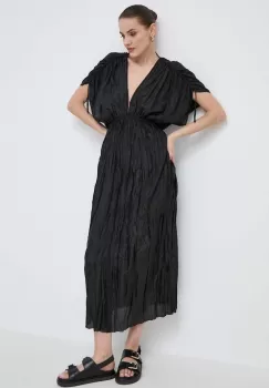 Liviana Conti rochie de matase culoarea negru, maxi, evazati imagine