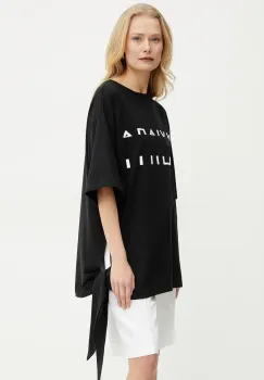 Liviana Conti tricou din bumbac femei, culoarea negru, L5SW75 imagine