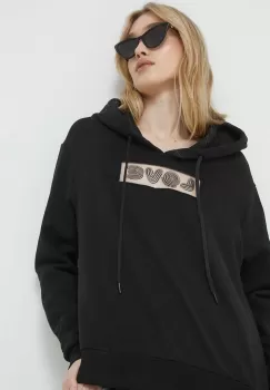 Love Moschino bluza femei, culoarea negru, cu gluga, cu imprimeu imagine