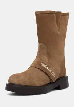 Love Moschino botine cu toc plat pentru femei din piele intoarsa imagine