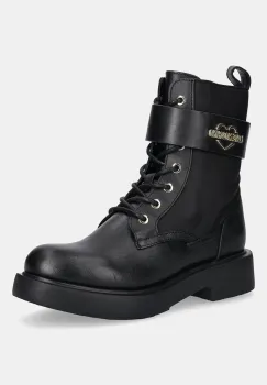 Love Moschino botine culoarea negru, cu toc plat, JA24024G1NIN100A imagine