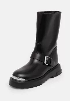 Love Moschino botine femei, culoarea negru, cu toc plat, JA24134G1LIA0000 imagine