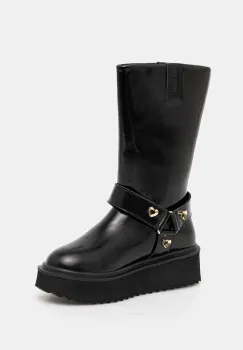 Love Moschino cizme de piele culoarea negru, cu platforma, JA24476I0NJD0000 imagine